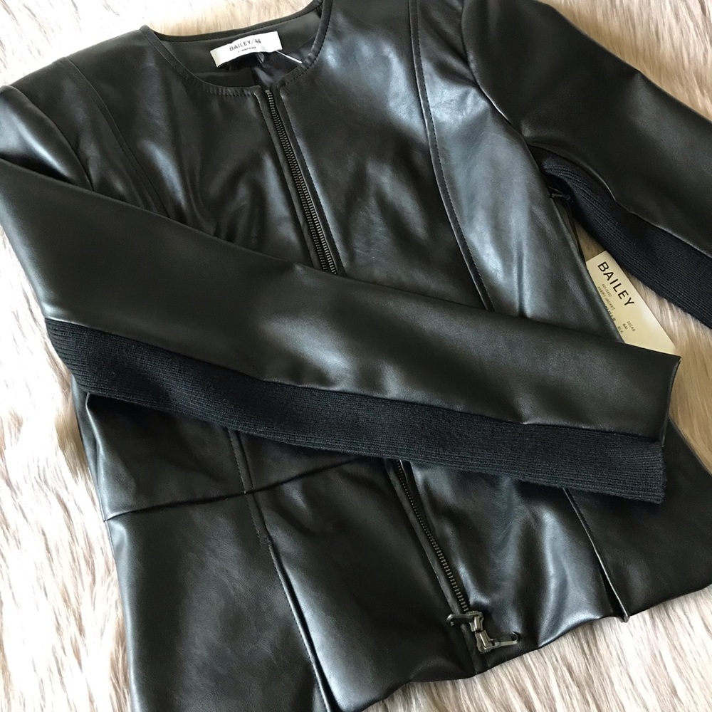 🥂SOLD🥂 BAILEY 44 Avery Vegan Leather Peplum Jacket NWT - Picture 15 of 16